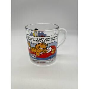 Vintage 1978 McDonalds Glass Cup Garfield & Odie Jim Davis *Light Wear*